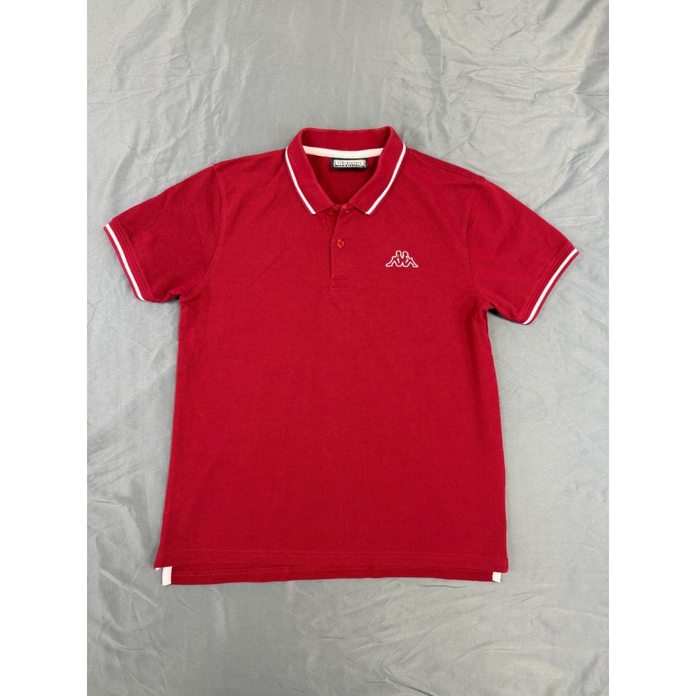 Kappa Beckham Mens Red Short Sleeve Pique Polo Shirt Medium Embroidered Logo